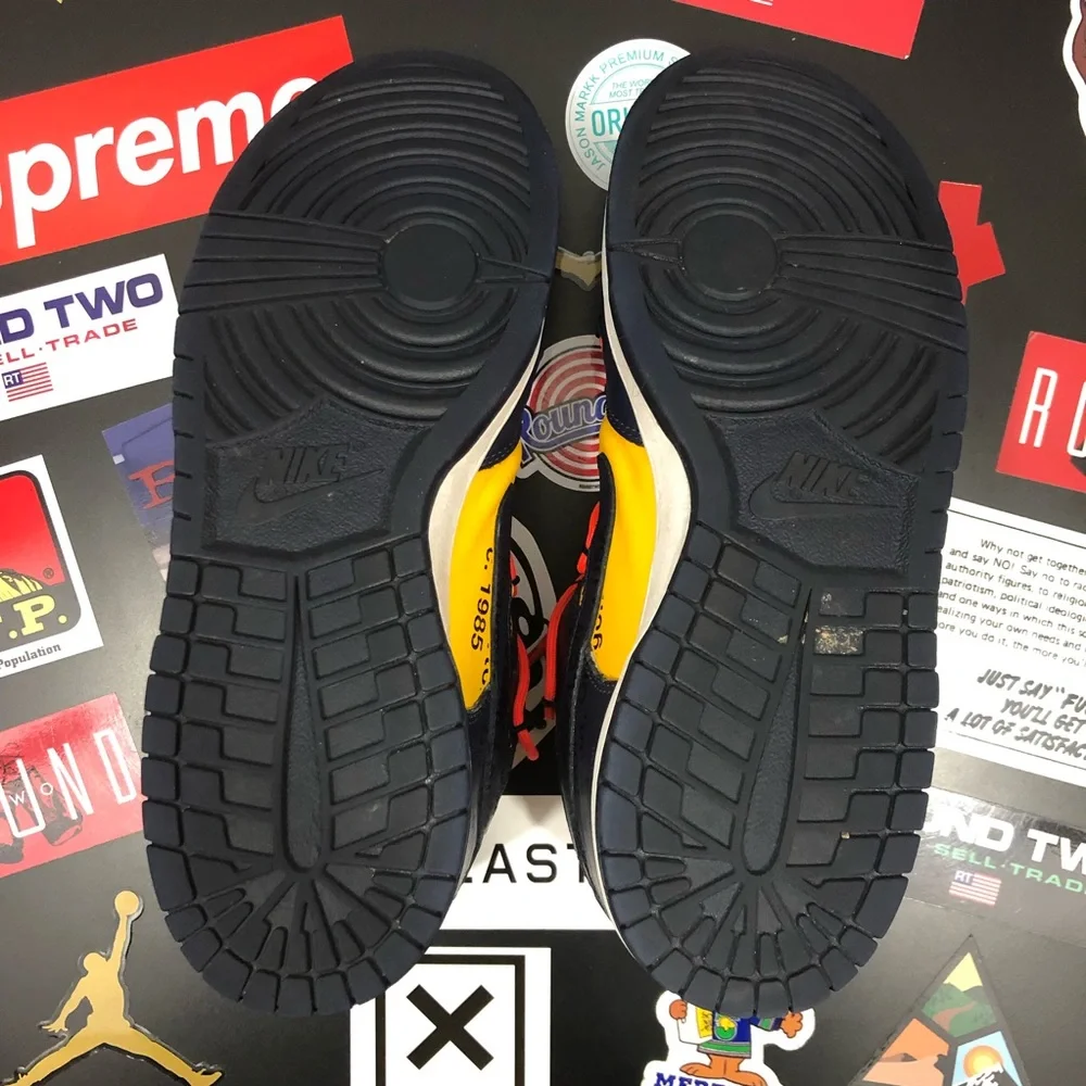 Nike Dunk Low Off-White University Gold/ Midnight Navy - Picture 12 of 12